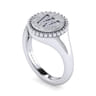 925 Sterling Silver Bujukan Diamond Initial W Signet Ring - 0.07 ct