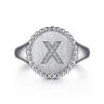 925 Sterling Silver Bujukan Diamond Initial X Signet Ring - 0.04 ct