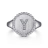925 Sterling Silver Bujukan Diamond Initial Y Signet Ring - 0.03 ct