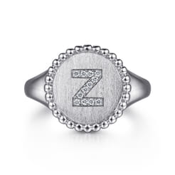 925 Sterling Silver Bujukan Diamond Initial Z Signet Ring