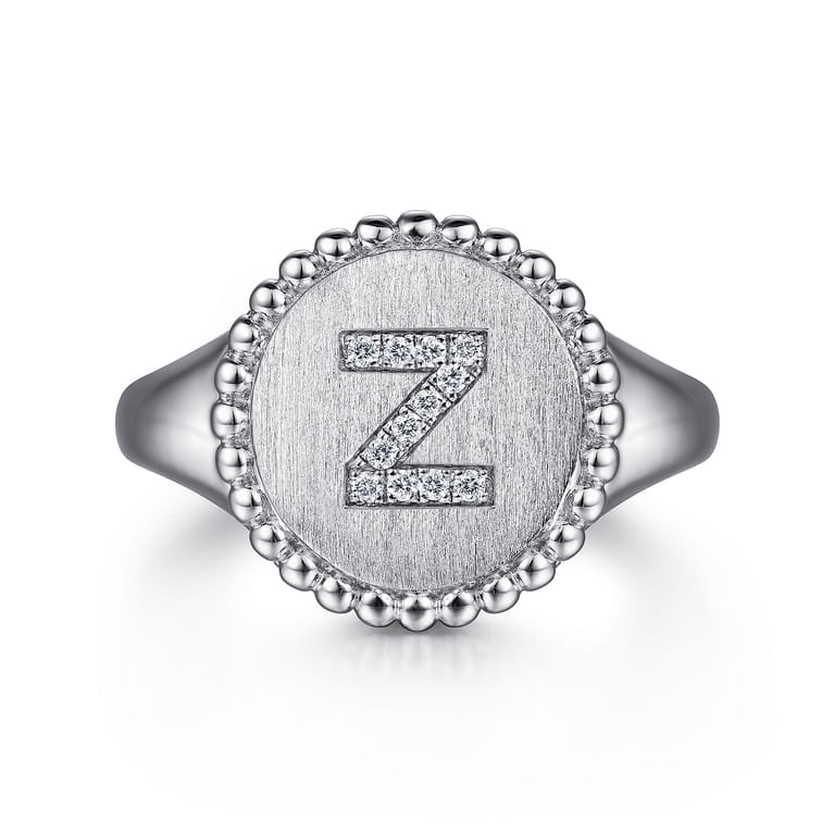925 Sterling Silver Bujukan Diamond Initial Z Signet Ring - 0.05 ct - Shot 1
