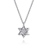 925 Sterling Silver Bujukan Diamond Star Of David Pendant Necklace