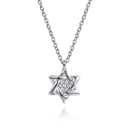 925 Sterling Silver Bujukan Diamond Star Of David Pendant Necklace