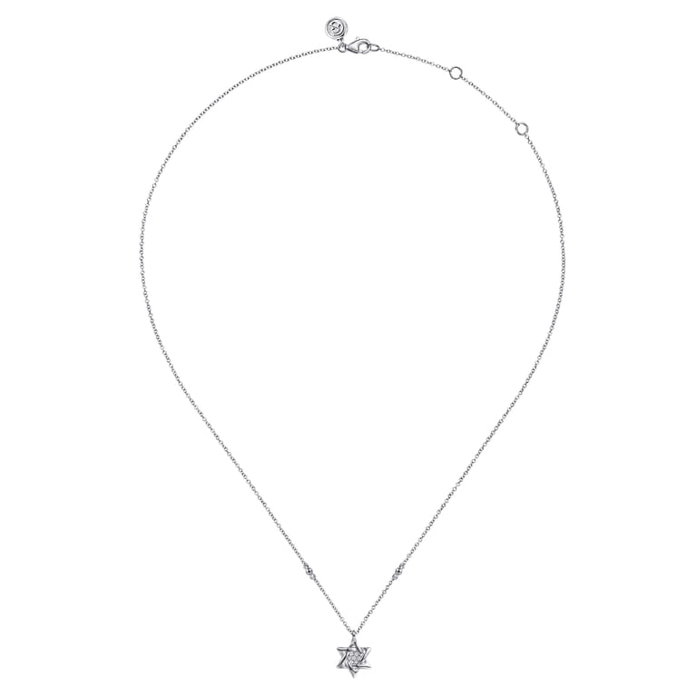 925 Sterling Silver Bujukan Diamond Star Of David Pendant Necklace - 0.04 ct - Shot 2
