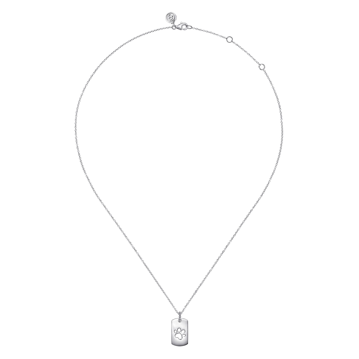 925 Sterling Silver Bujukan Dog Tag Paw Print Pendant Necklace
