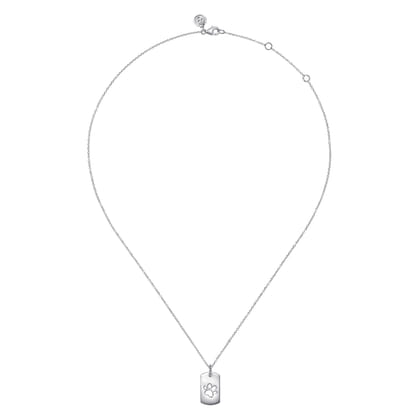 925 Sterling Silver Bujukan Dog Tag Paw Print Pendant Necklace