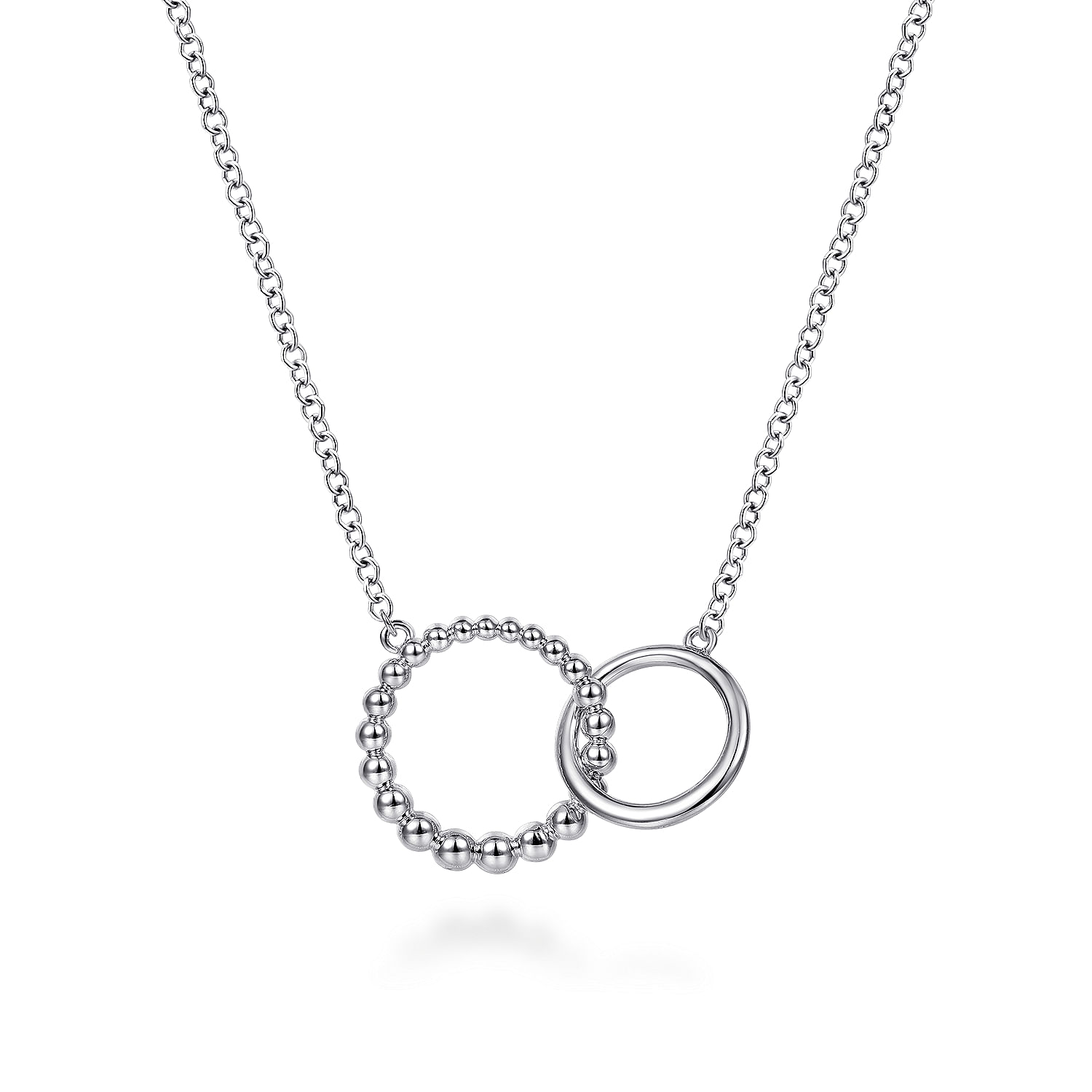 Double fashion circle necklace silver