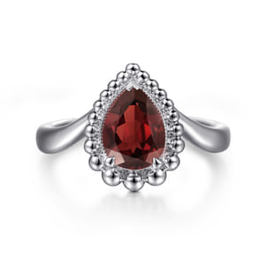925 Sterling Silver Bujukan Garnet Chevron Ring