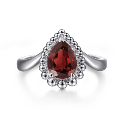 925 Sterling Silver Bujukan Garnet Chevron Ring