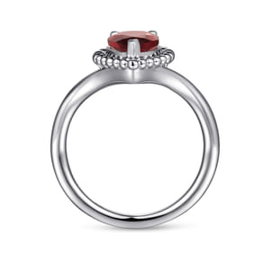 925 Sterling Silver Bujukan Garnet Chevron Ring