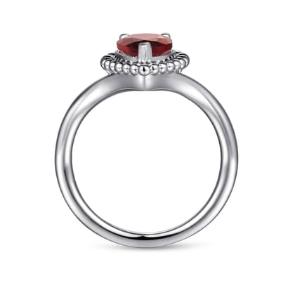 925 Sterling Silver Bujukan Garnet Chevron Ring