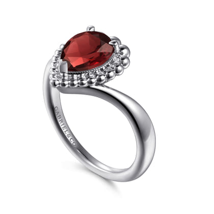925 Sterling Silver Bujukan Garnet Chevron Ring