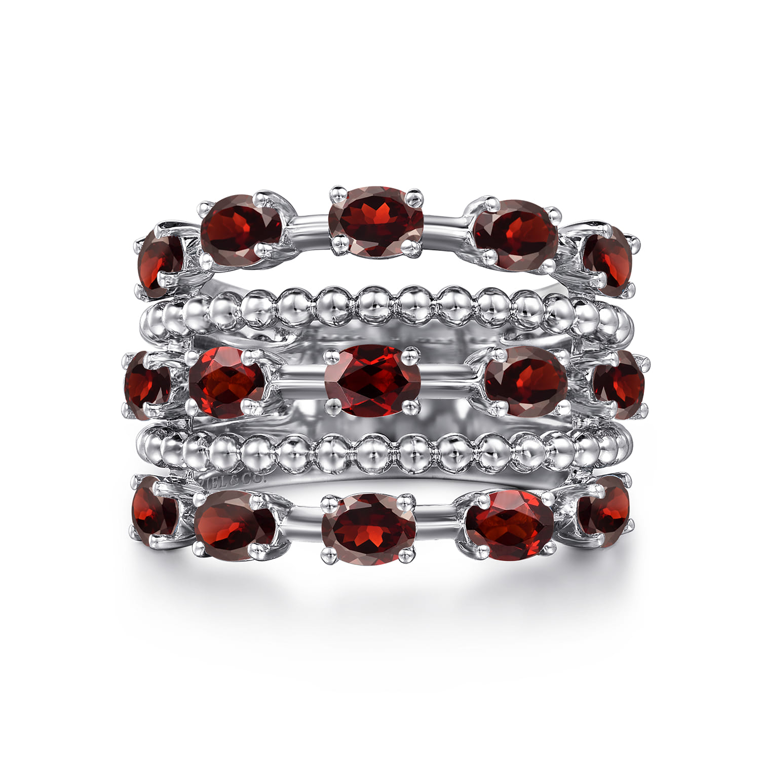 925 Sterling Silver Bujukan Garnet Easy Stackable Ring - Shot 1