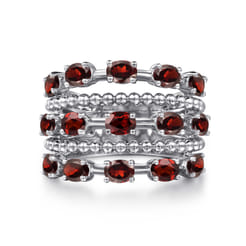 925 Sterling Silver Bujukan Garnet Easy Stackable Ring