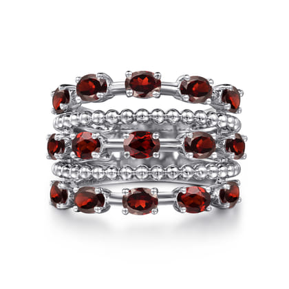925 Sterling Silver Bujukan Garnet Easy Stackable Ring