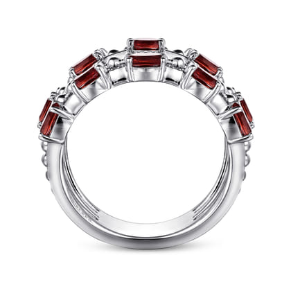 925 Sterling Silver Bujukan Garnet Easy Stackable Ring