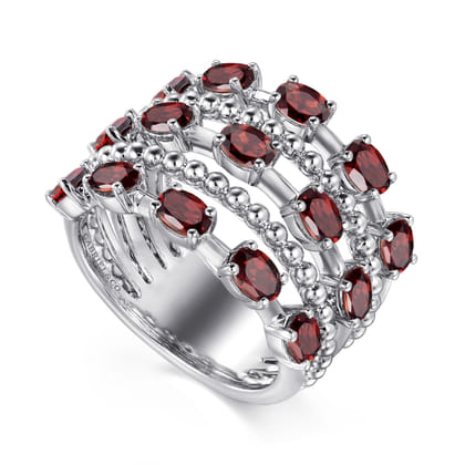 925 Sterling Silver Bujukan Garnet Easy Stackable Ring