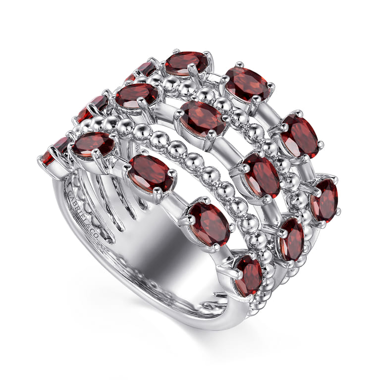 925 Sterling Silver Bujukan Garnet Easy Stackable Ring - Shot 3