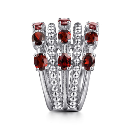 925 Sterling Silver Bujukan Garnet Easy Stackable Ring