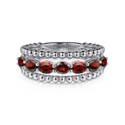 925 Sterling Silver Bujukan Garnet Easy Stackable Ring