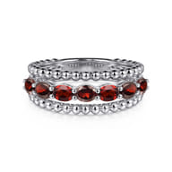 925 Sterling Silver Bujukan Garnet Easy Stackable Ring