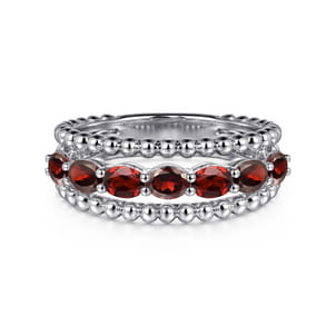 925 Sterling Silver Bujukan Garnet Easy Stackable Ring