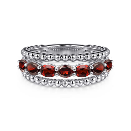 925 Sterling Silver Bujukan Garnet Easy Stackable Ring