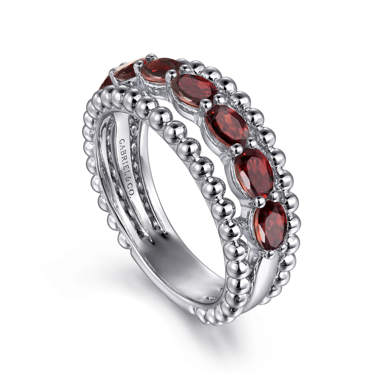 925 Sterling Silver Bujukan Garnet Easy Stackable Ring - Shot 3