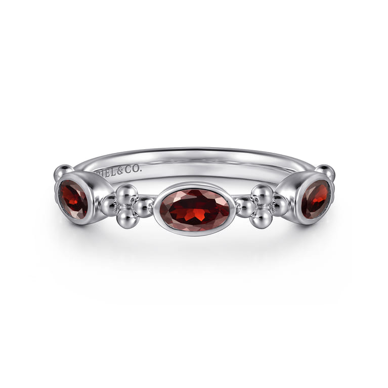 925 Sterling Silver Bujukan Garnet Fashion Ladies Ring - Shot 1