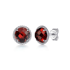 925 Sterling Silver Bujukan Garnet Stud Earrings