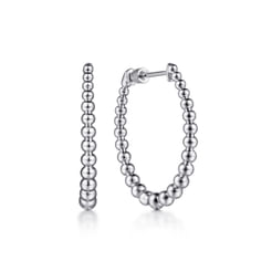 925 Sterling Silver Bujukan Graduated 30mm Classic Hoop Earrings