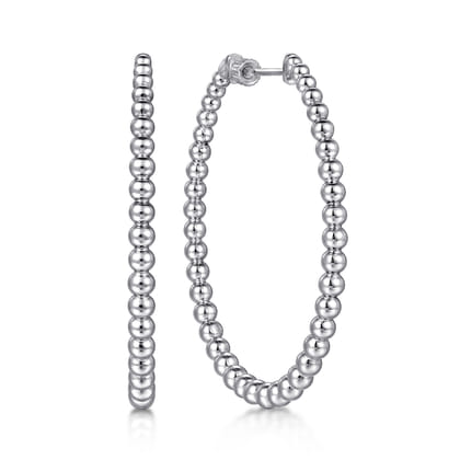 925 Sterling Silver Bujukan Graduated 50mm Classic Hoop Earrings