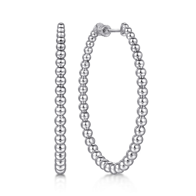 925 Sterling Silver Bujukan Graduated 50mm Classic Hoop Earrings - Shot 1