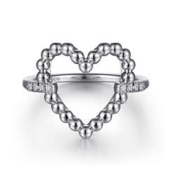 925 Sterling Silver Bujukan Heart Diamond Ladies Ring