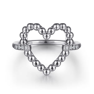 925 Sterling Silver Bujukan Heart Diamond Ladies Ring