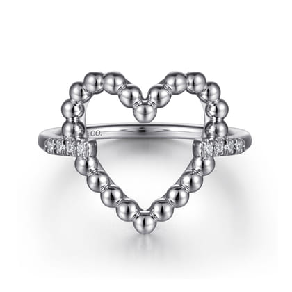 925 Sterling Silver Bujukan Heart Diamond Ladies Ring