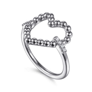 925 Sterling Silver Bujukan Heart Diamond Ladies Ring