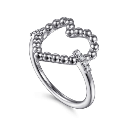 925 Sterling Silver Bujukan Heart Diamond Ladies Ring