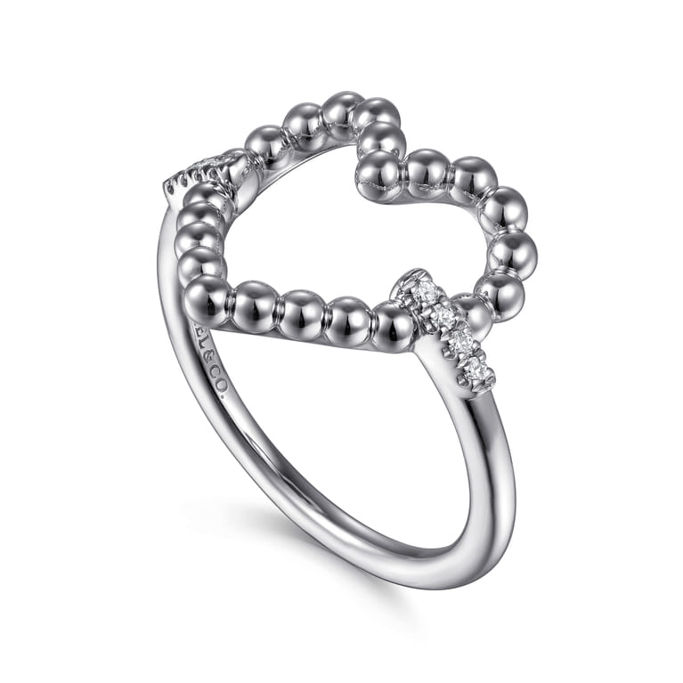 925 Sterling Silver Bujukan Heart Diamond Ladies Ring - 0.05 ct - Shot 3