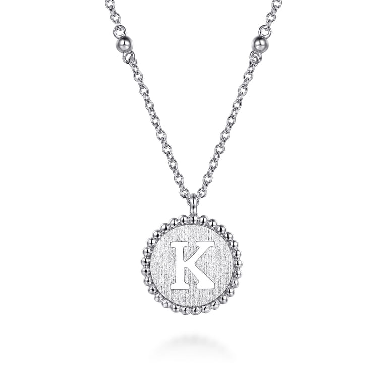 925 Sterling Silver Bujukan Initial K Medallion Pendant Necklace - Shot 1