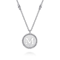 925 Sterling Silver Bujukan Initial M Medallion Pendant Necklace