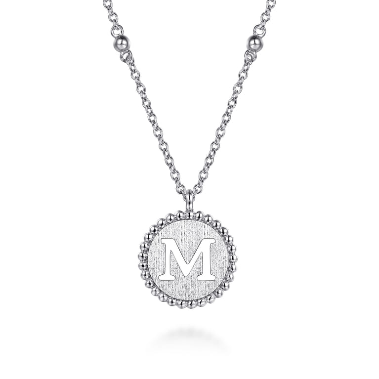 925 Sterling Silver Bujukan Initial M Medallion Pendant Necklace - Shot 1