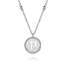 925 Sterling Silver Bujukan Initial P Medallion Pendant Necklace