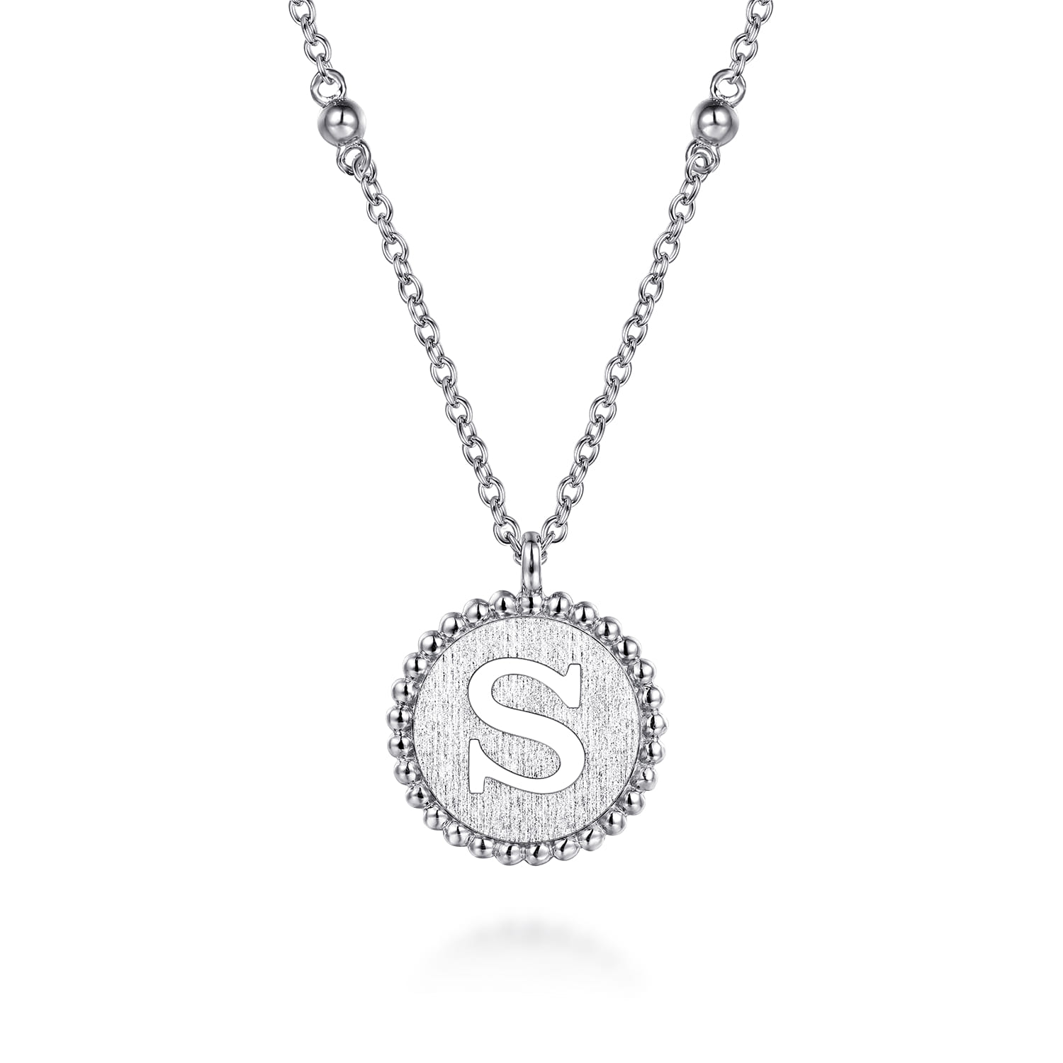 925 Sterling Silver Bujukan Initial S Medallion Pendant Necklace - Shot 1