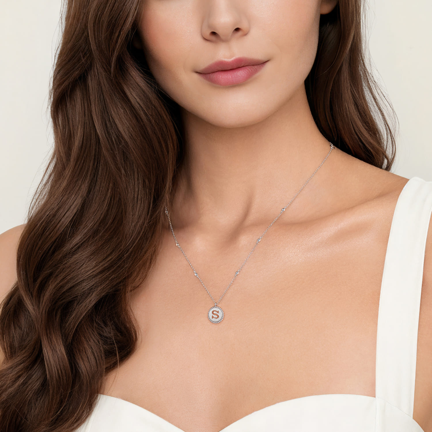 925 Sterling Silver Bujukan Initial S Medallion Pendant Necklace - Shot 3
