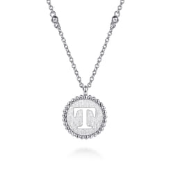 925 Sterling Silver Bujukan Initial T Medallion Pendant Necklace