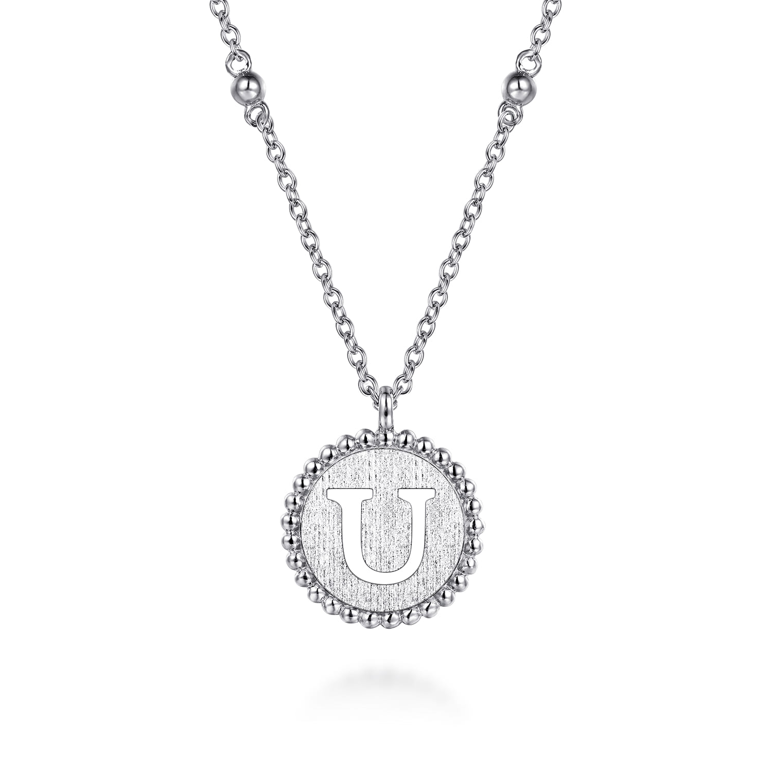 925 Sterling Silver Bujukan Initial U Medallion Pendant Necklace - Shot 1