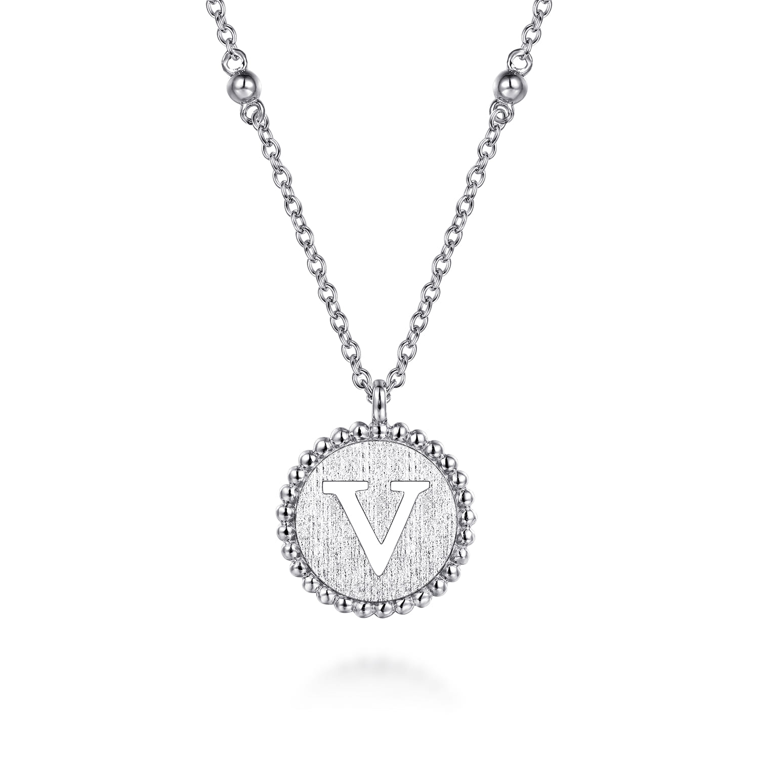 925 Sterling Silver Bujukan Initial V Medallion Pendant Necklace - Shot 1