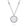 925 Sterling Silver Bujukan Initial V Medallion Pendant Necklace