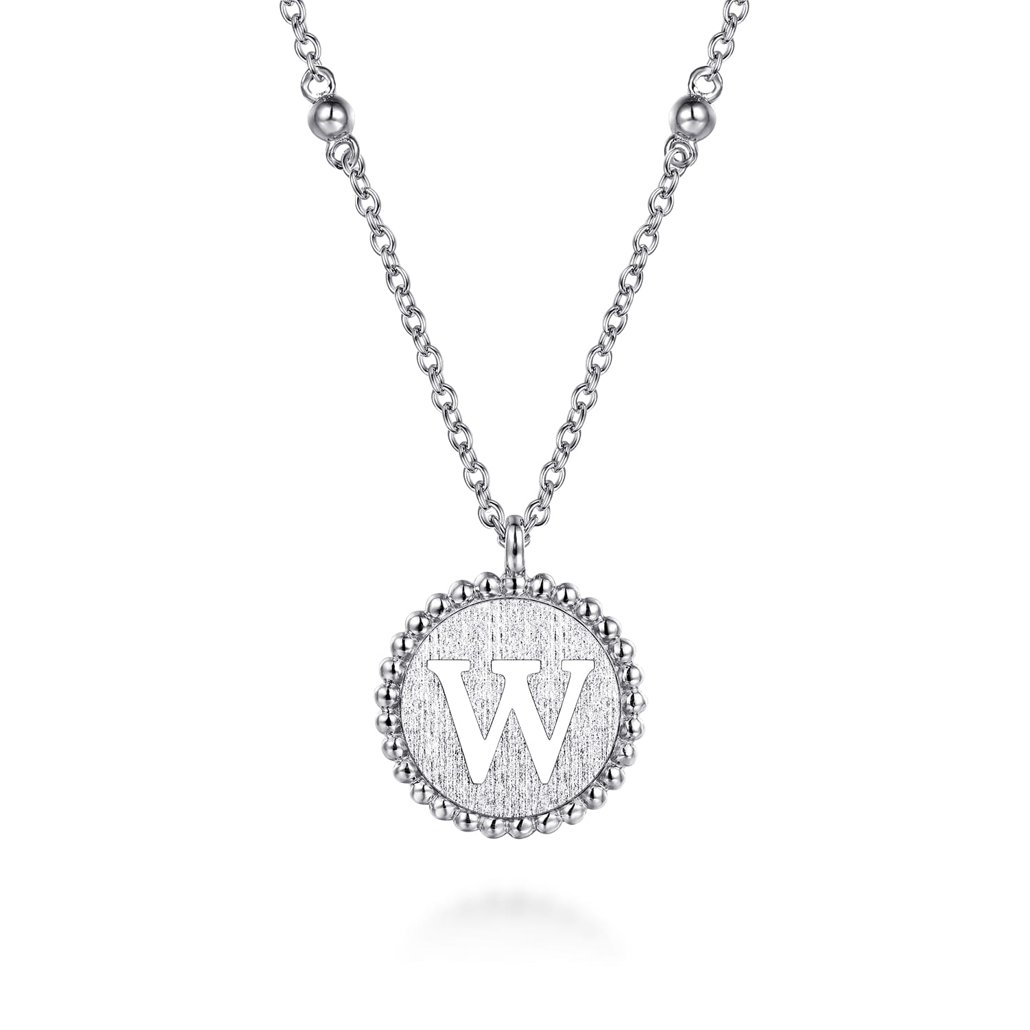 925 Sterling Silver Bujukan Initial W Medallion Pendant Necklace - Shot 1